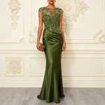Women's Mesh Embroidered Floral Backless High-waisted Dress