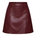 High-waisted Solid-color Spliced Leather Skirt With Zipper - Image 7
