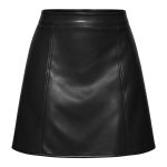 High-waisted Solid-color Spliced Leather Skirt With Zipper - Image 8
