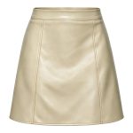 High-waisted Solid-color Spliced Leather Skirt With Zipper - Image 5