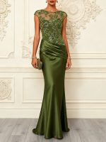 Women's Mesh Embroidered Floral Backless High-waisted Dress - Image 4