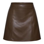 High-waisted Solid-color Spliced Leather Skirt With Zipper - Image 2