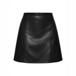 High-waisted Solid-color Spliced Leather Skirt With Zipper - Image 6
