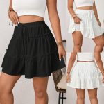 Summer Sweet Cake Skirt, Adjustable Tie-Front Faux Two-Piece Mini Skirt With Built-in Shorts - Image 3
